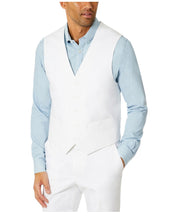 Tommy Hilfiger Mens Modern fit Button-Up Suit Vest Small White Solid Stretch