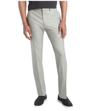 Kenneth Cole Mens Slim fit Dress Pants 38 / 30 Light Grey Solid Stretch
