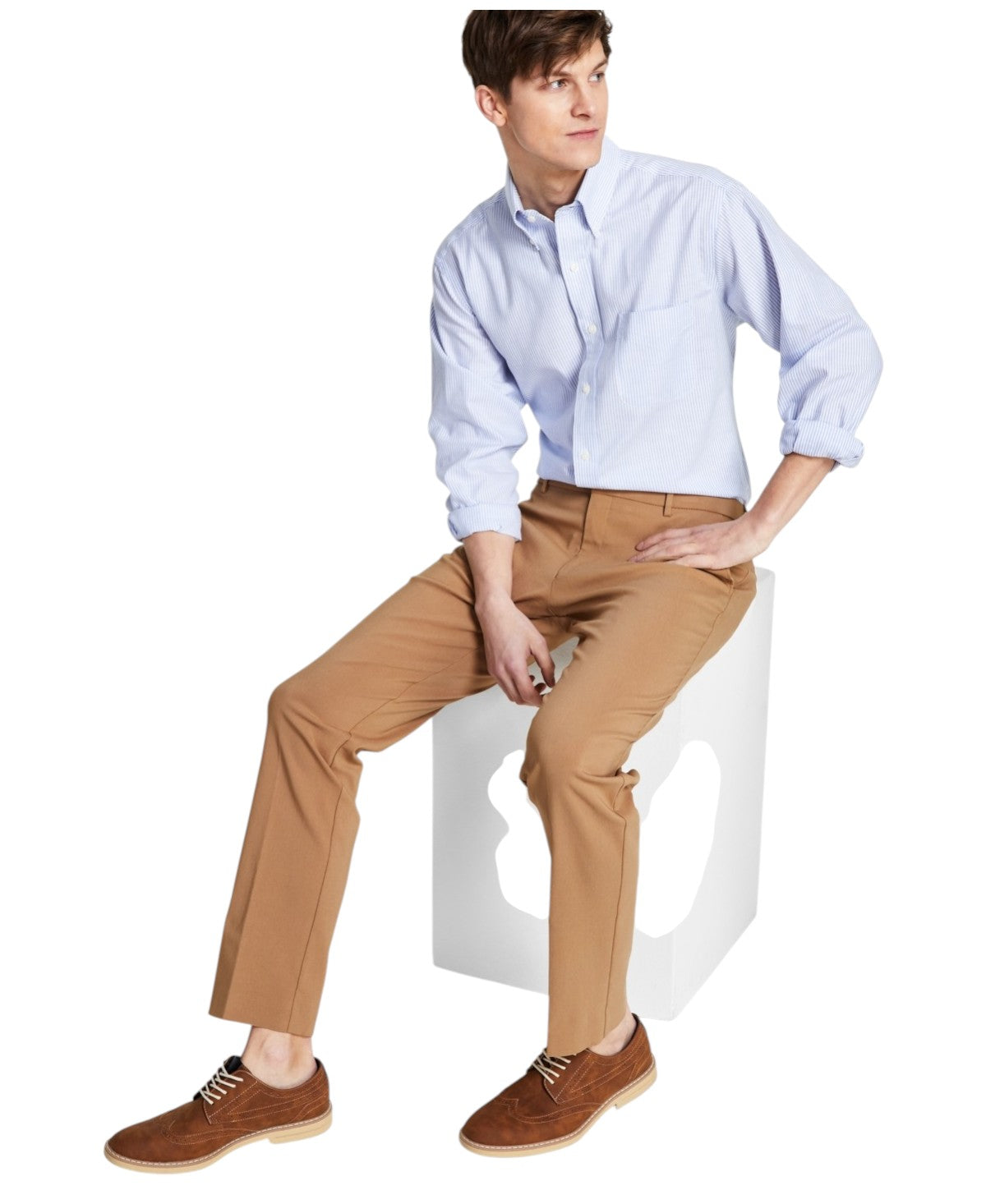 Tommy Hilfiger Mens Modern fit Dress Pants 40 / 32 Beige Solid Stretch
