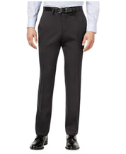 Kenneth Cole Mens Slim fit Dress Pants 32 / 30 Dark Grey Solid Stretch