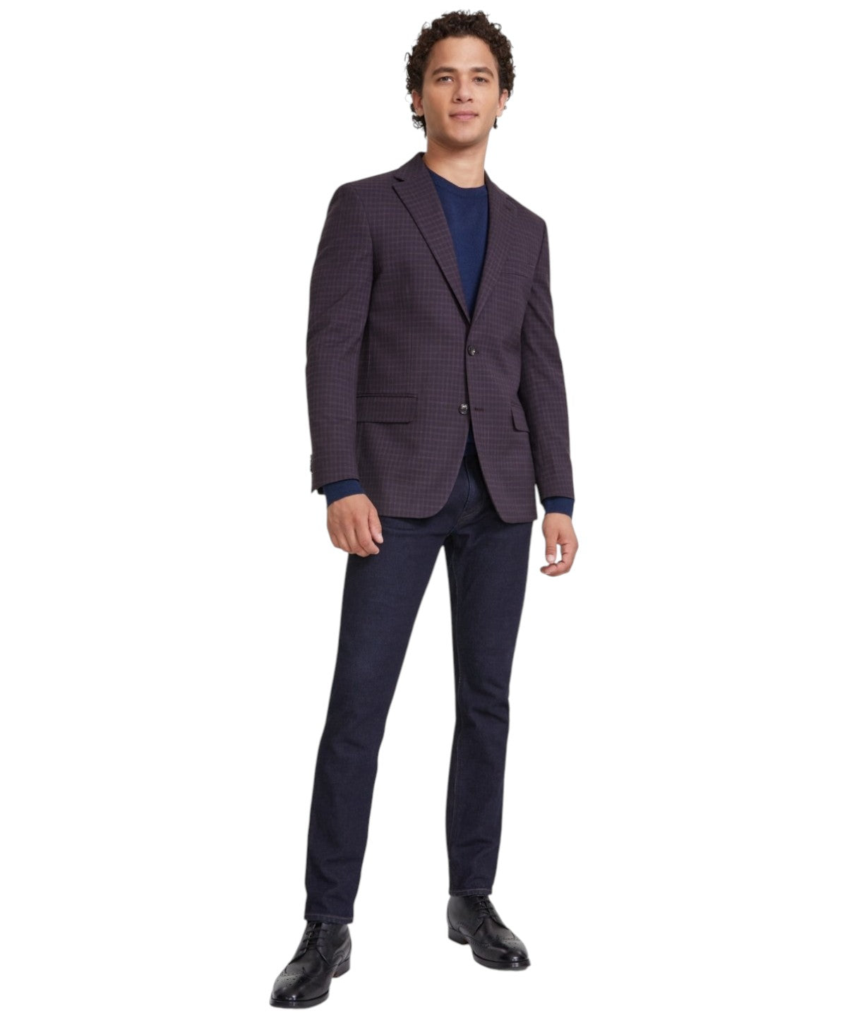 Tommy Hilfiger Mens Modern fit Sport Coat Blazer 40 R Burgundy Purple Check