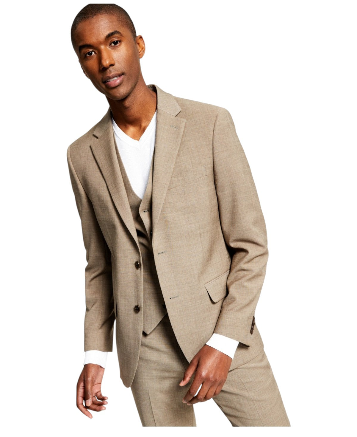 Tommy Hilfiger Mens Modern fit Suit Jacket Blazer 44 R Beige Solid Stretch