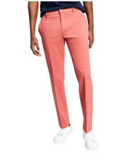 Tommy Hilfiger Mens Modern fit Dress Pants 34 / 30 Red Solid Stretch