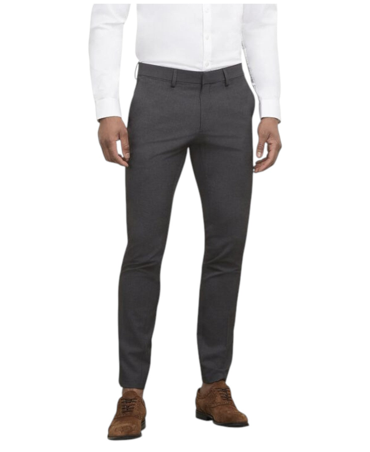 Kenneth Cole Mens Skinny fit Dress Pants 31 / 30 Charcoal Grey Solid Stretch