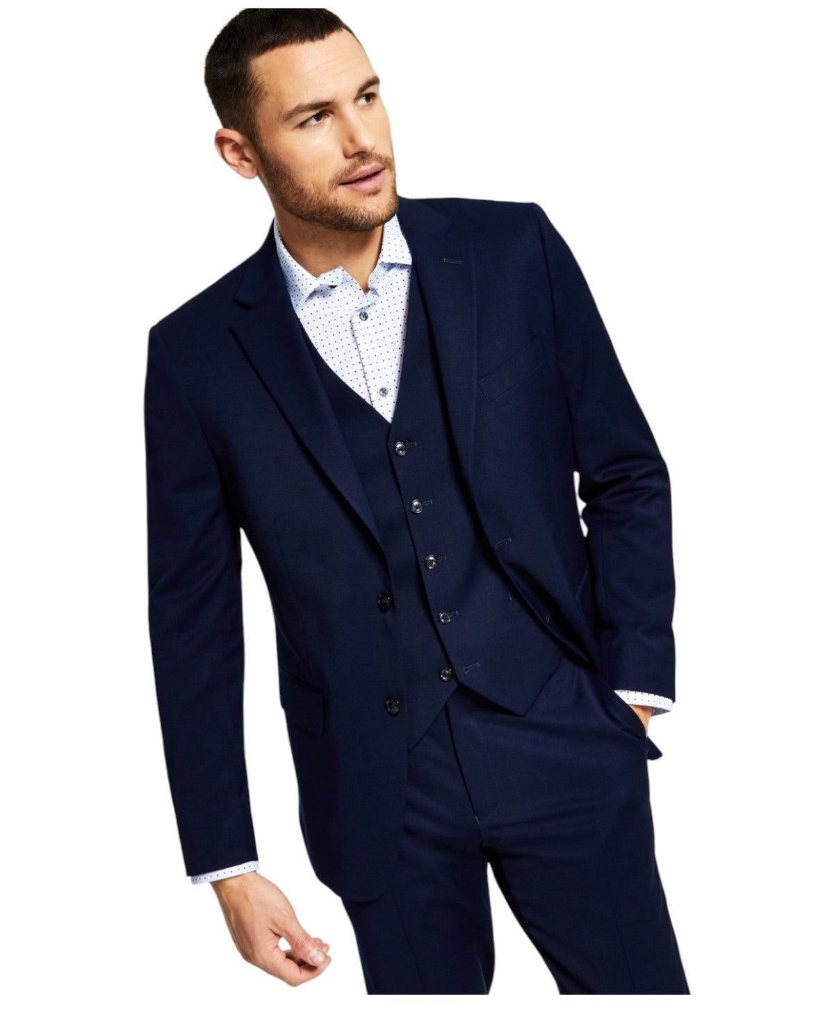 Tommy Hilfiger Mens Modern fit Suit Jacket Blazer 44 R Navy Blue Solid Stretch