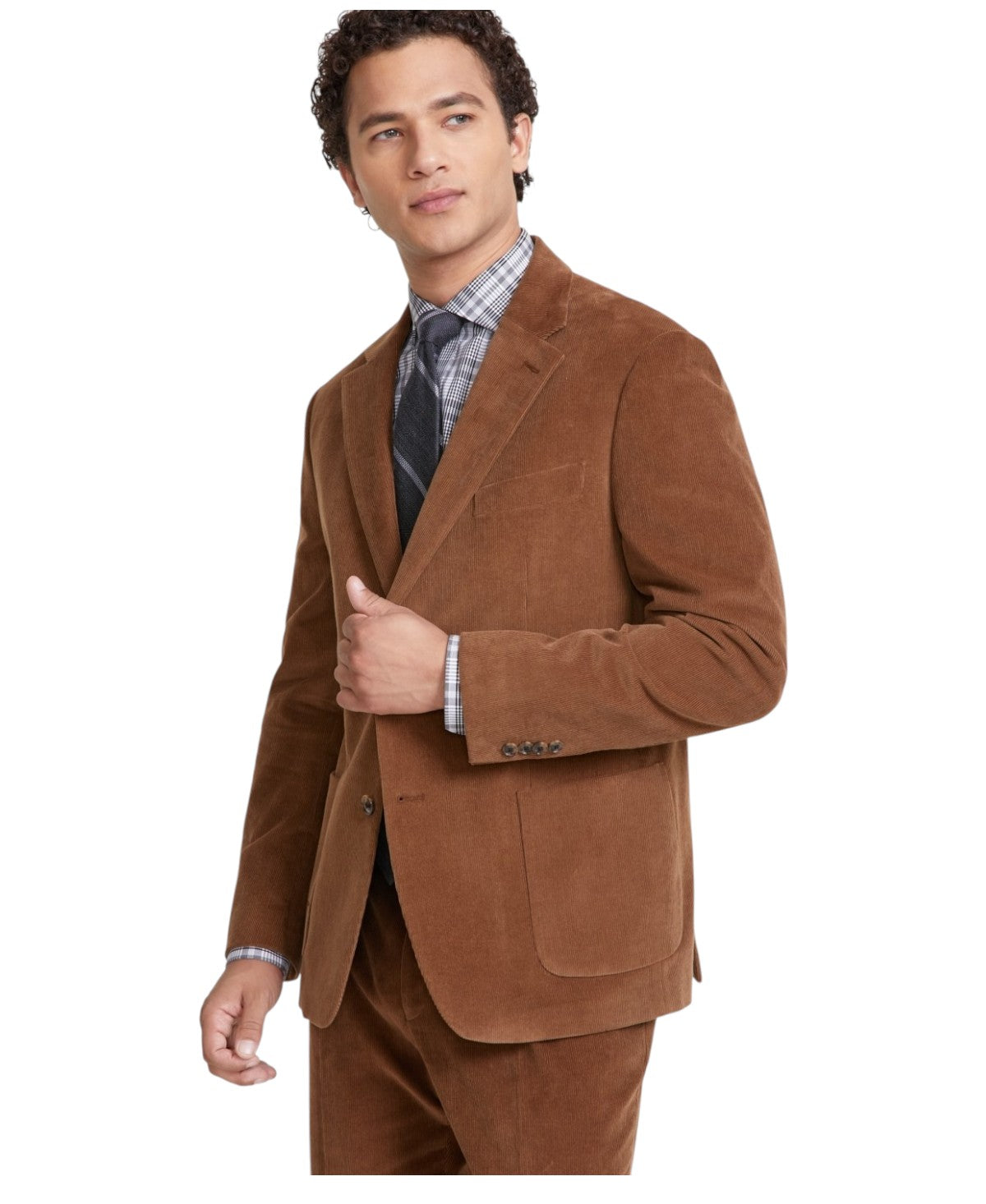 Tommy Hilfiger Mens Modern fit Corduroy Suit Jacket Blazer 44 L Brown Solid