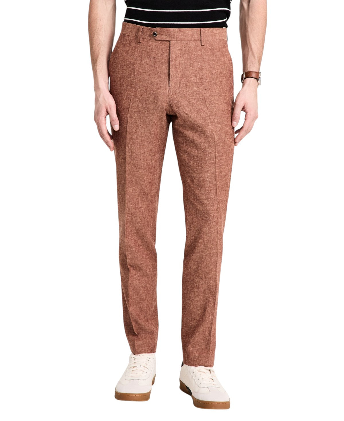Tommy Hilfiger Mens Modern fit Linen Dress Pants 30 / 30 Brown Solid