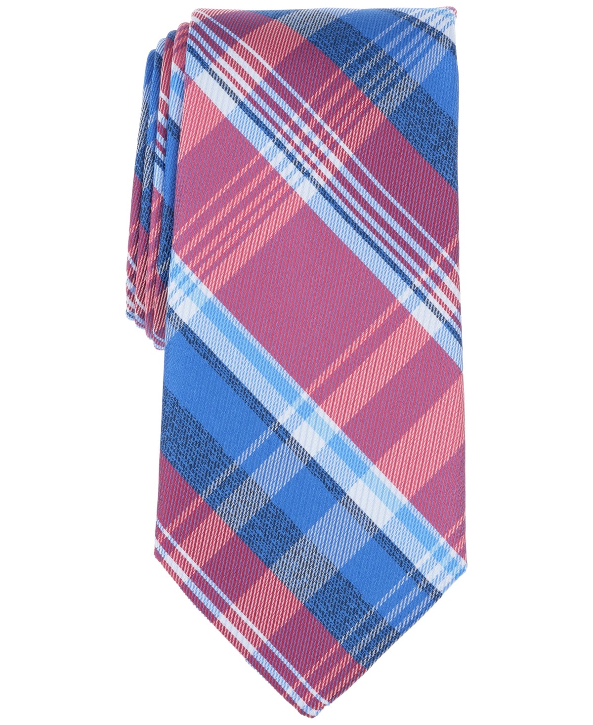 Club Room Mens Felcon Plaid Neck Tie Red Blue