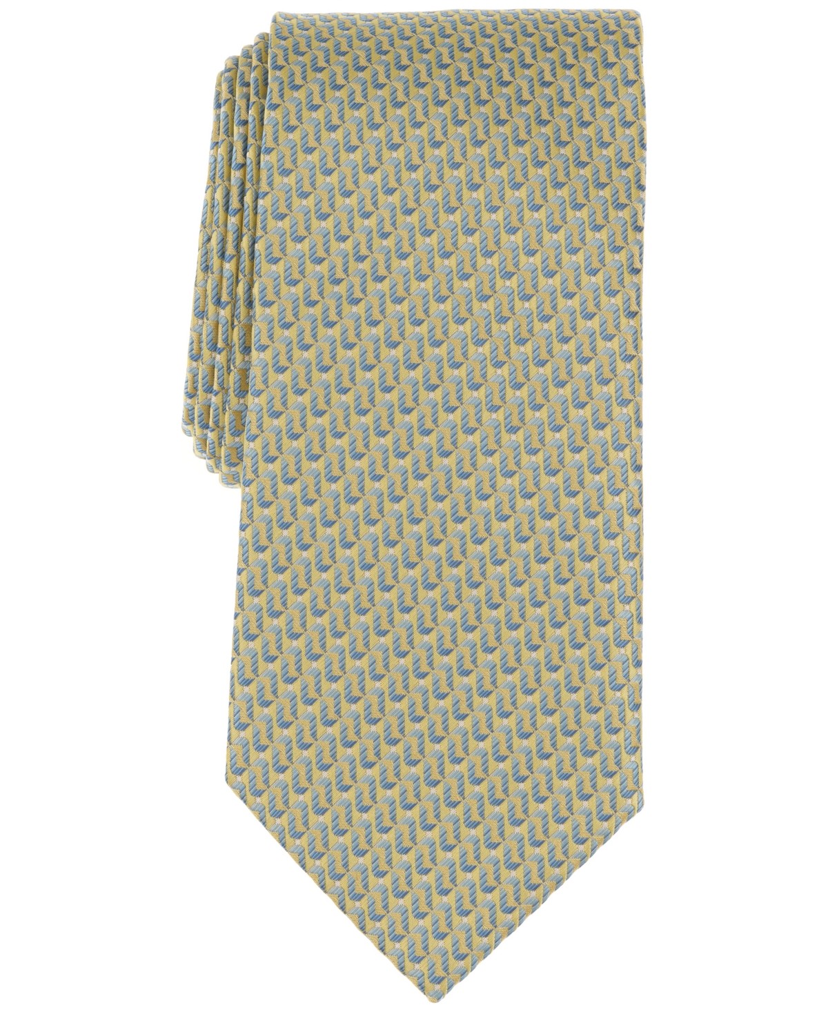 Perry Ellis Mens Langer Classic Geometric Neck Tie Yellow Gold Blue