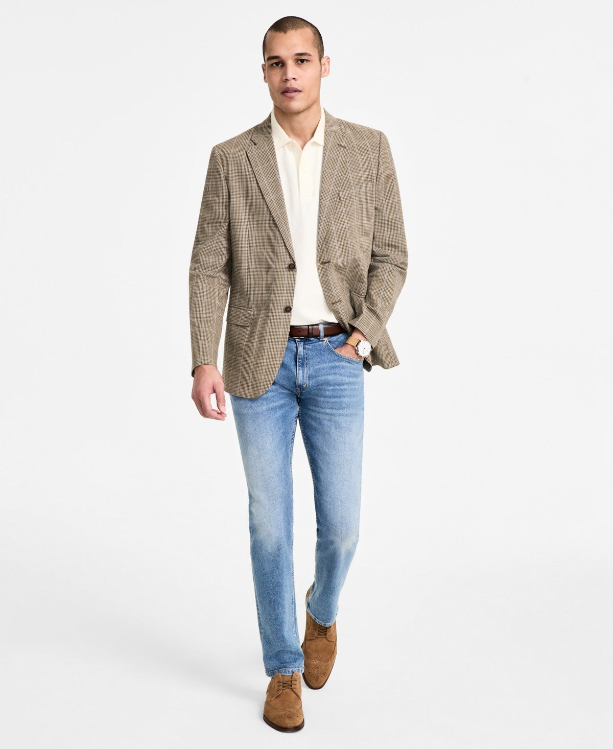 Nautica Mens Modern fit Sport Coat Blazer 50 R Beige Solid