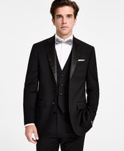 Calvin Klein Mens Slim fit Wool Tuxedo Jacket Blazer 48 L Black Solid