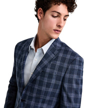 Michael Kors Mens Classic fit Sport Coat Blazer 46 R Navy Blue Plaid