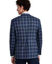 Michael Kors Mens Classic fit Sport Coat Blazer 46 R Navy Blue Plaid