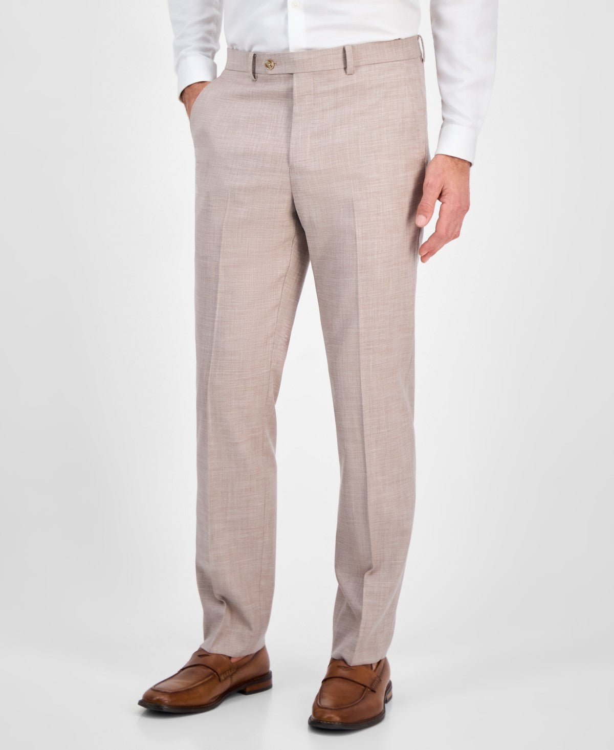 Tallia Mens Classic fit Dress Pants 44 / 32 Beige Solid
