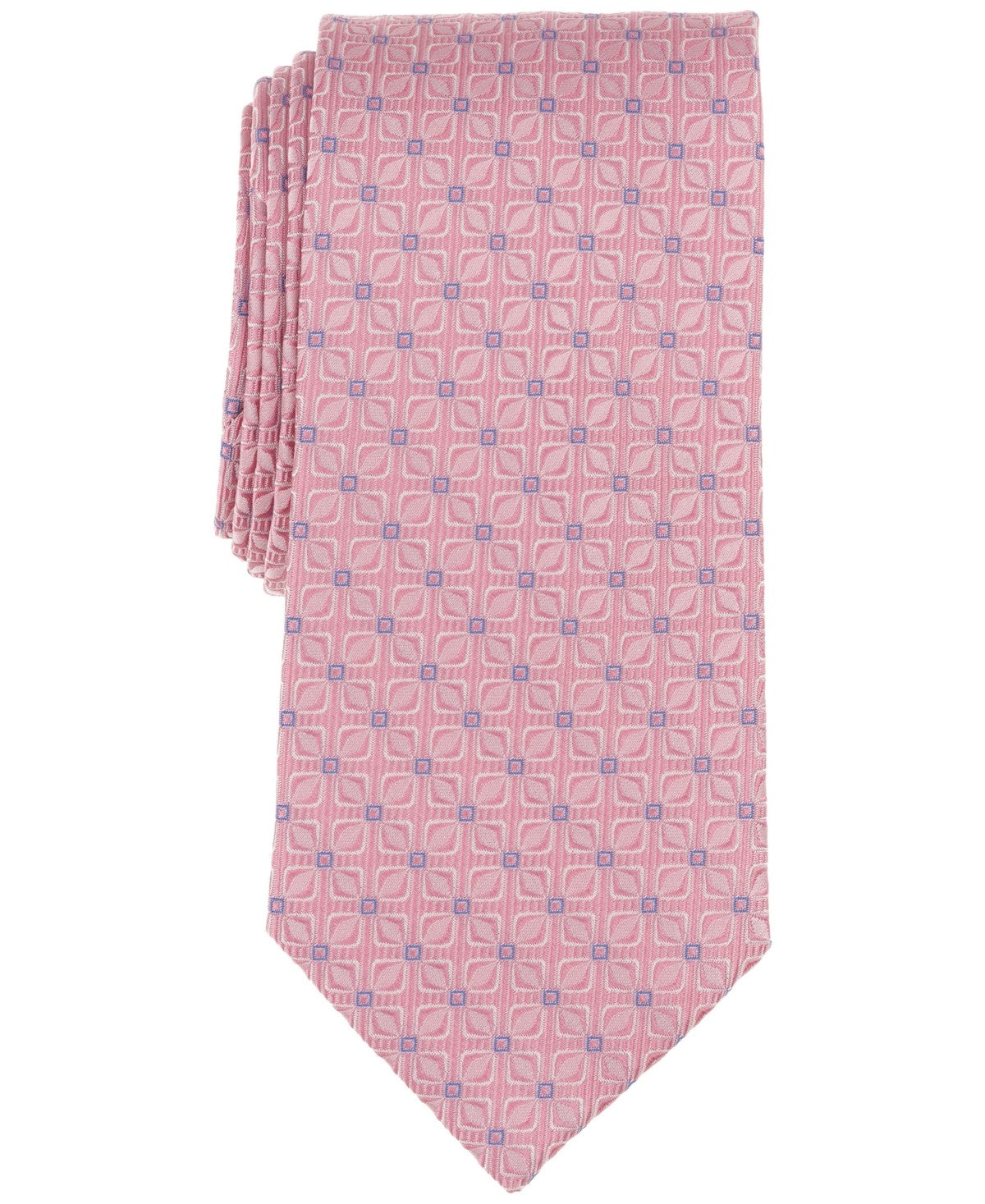 Michael Kors Mens Marley Geo-Pattern Neck Tie Light Pink Blue