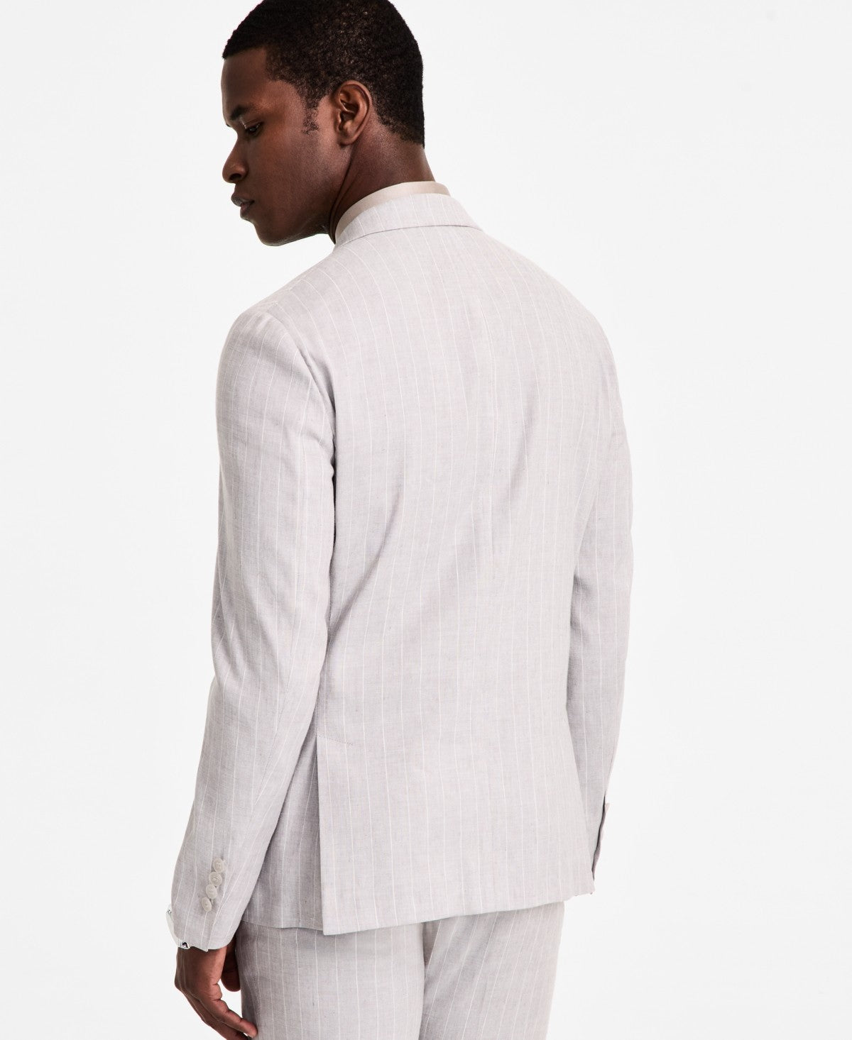 Calvin Klein Mens Slim fit Linen Suit Jacket Blazer 36 S Grey Striped