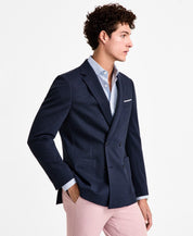 Michael Kors Mens Classic fit Double Breasted Sport Coat Blazer 48 L Blue Solid