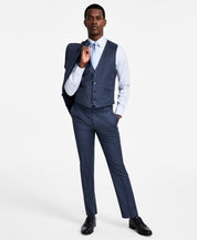 Calvin Klein Mens Slim fit Button-Up Vest Large Blue Solid