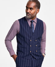 Tayion Mens Regular fit Button-Up Suit Vest XXL Blue Striped