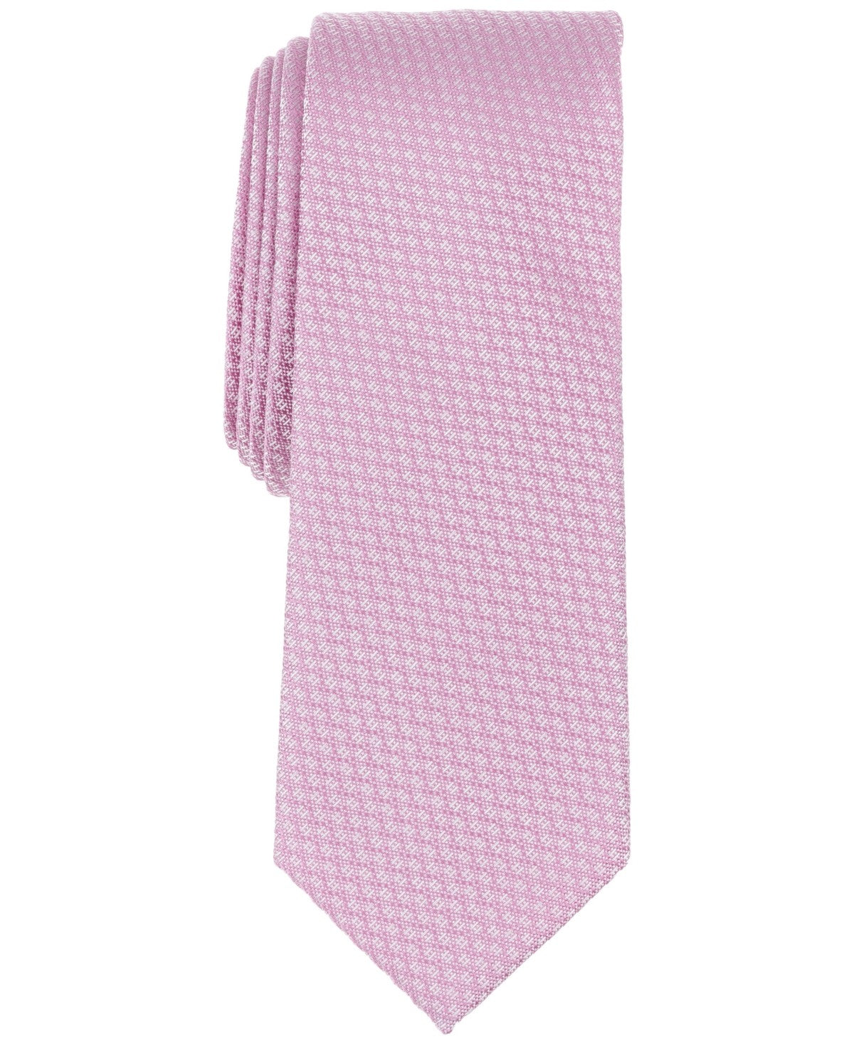 Bar III Mens Burgon Solid Textured Neck Tie Pink