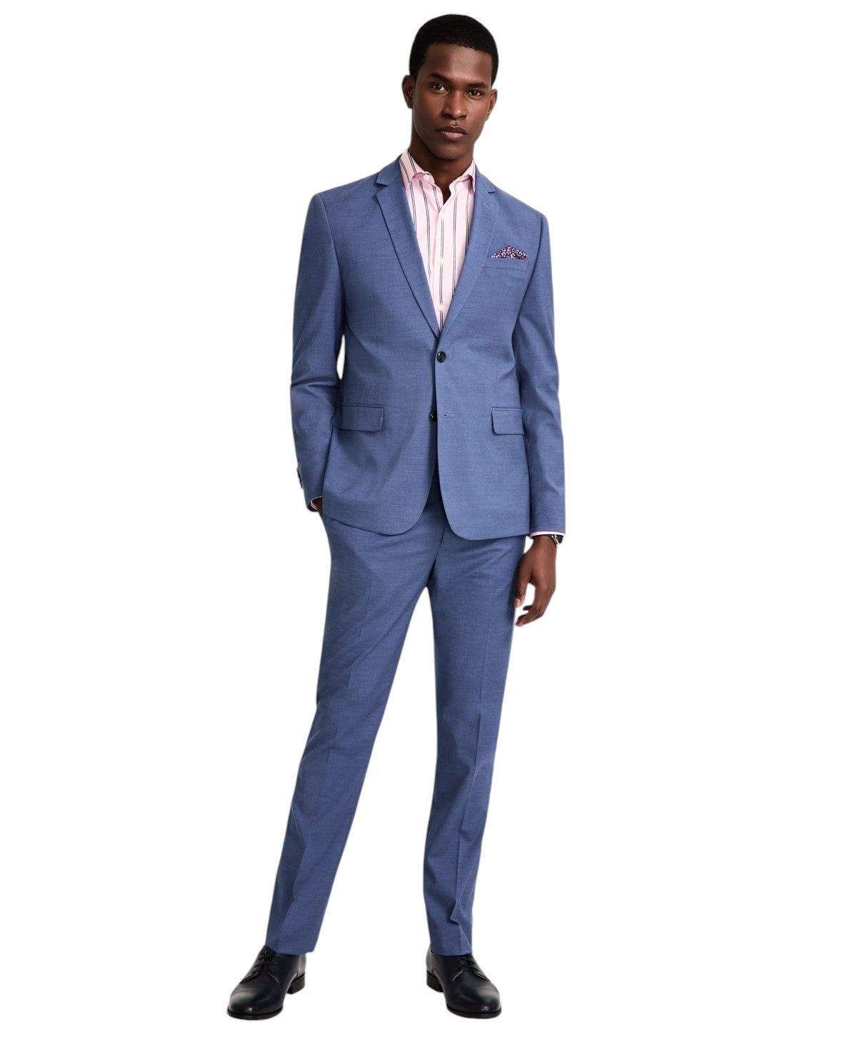 Nick Graham Mens Slim fit 2 Piece Suit 46 L / 41 Waist Blue Solid Stretch