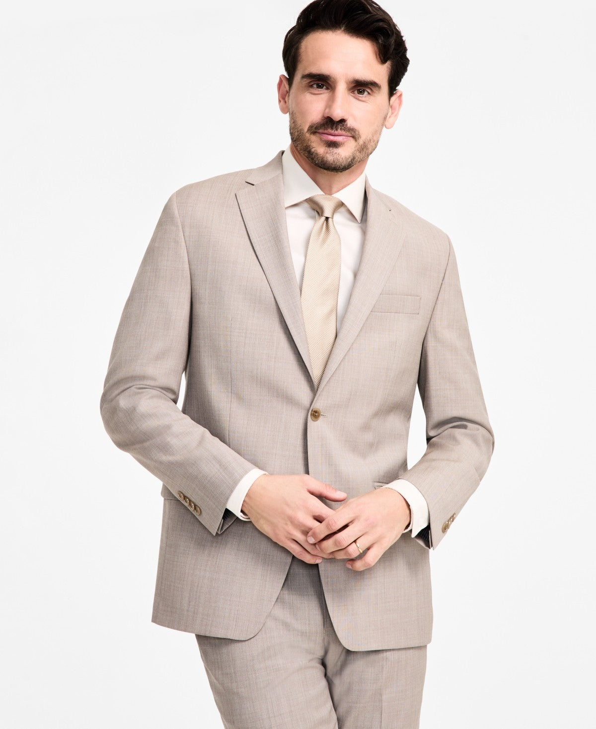 Michael Kors Mens Classic fit Suit Jacket Blazer 50 R Beige Solid