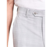 Alfani Mens Slim fit Dress Pants 33 / 32 Light Grey Plaid Stretch