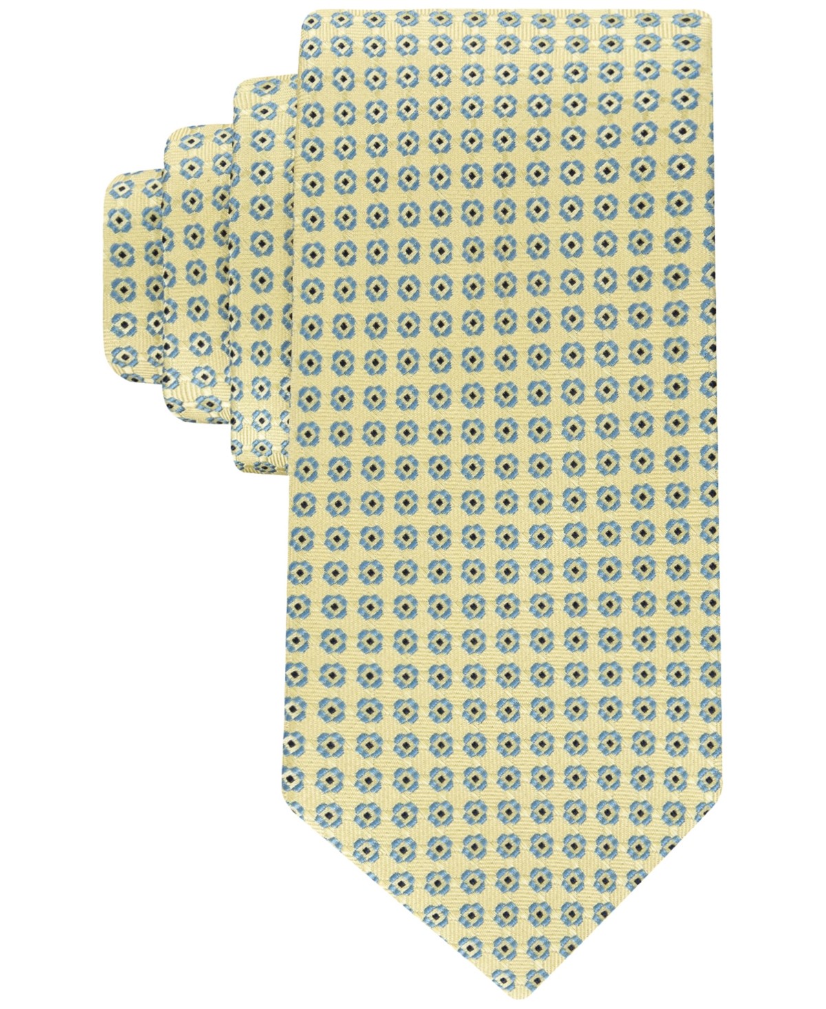 Tommy Hilfiger Mens Arvin Medallion Neck Tie Yellow Light Blue