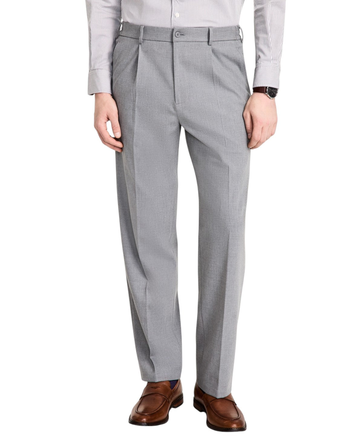 Tommy Hilfiger Mens Relaxed fit Dress Pants 46 / 32 Pleated Mid Grey Solid