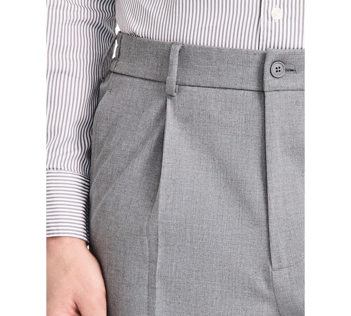 Tommy Hilfiger Mens Relaxed fit Dress Pants 46 / 32 Pleated Mid Grey Solid