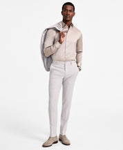 Calvin Klein Mens Skinny fit Dress Pants 33 / 30 Light Grey Striped Stretch Linen