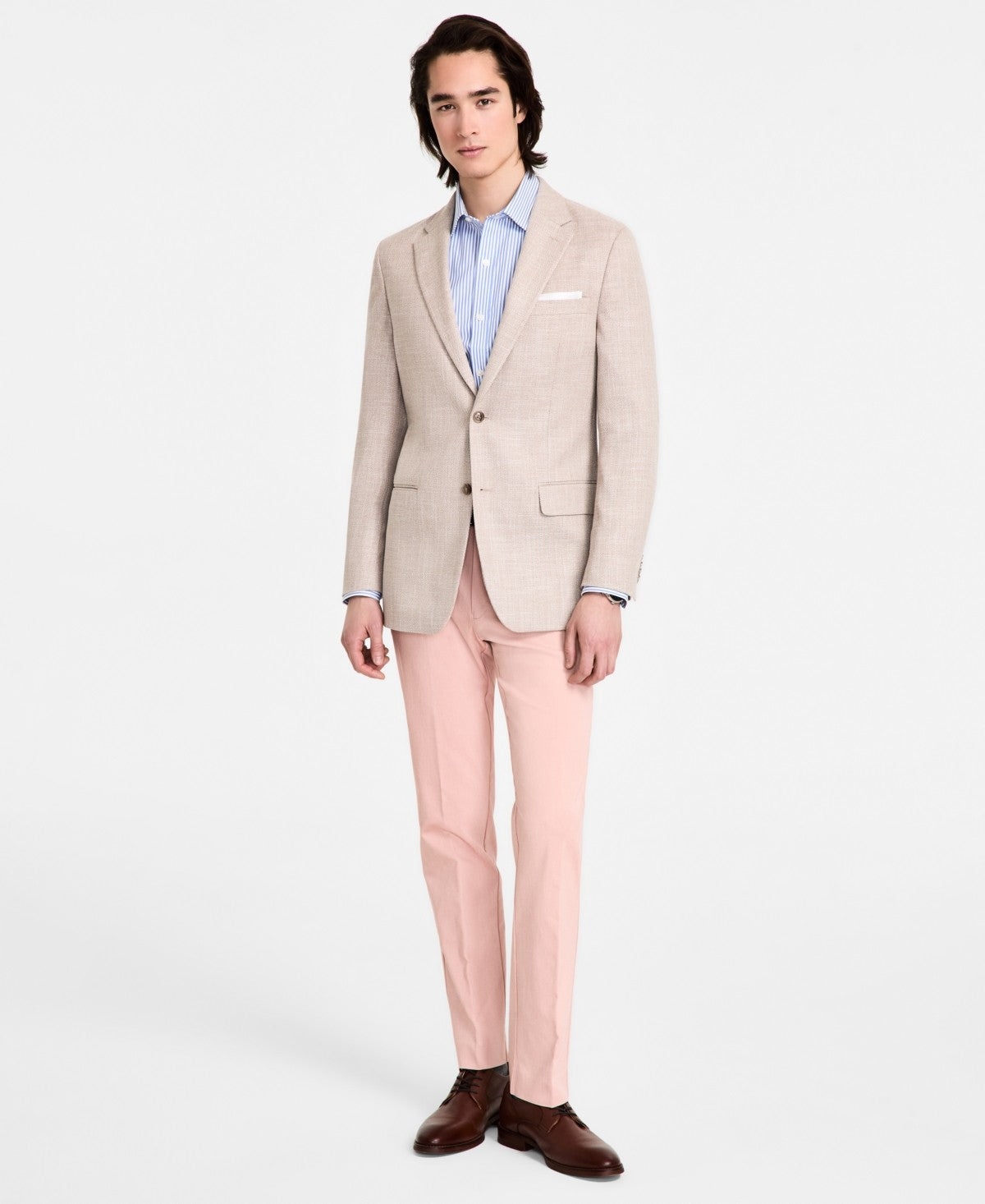 Tommy Hilfiger Mens Modern fit Sport Coat Blazer 38 S Beige Solid Stretch