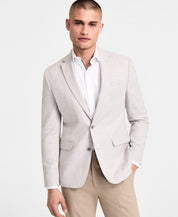 Bar Iii Mens Slim fit Sport Coat Blazer 40 R Light Grey Check Linen