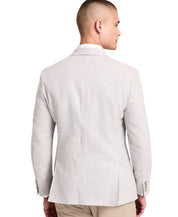 Bar Iii Mens Slim fit Sport Coat Blazer 44 L Light Grey Plaid Stretch Linen