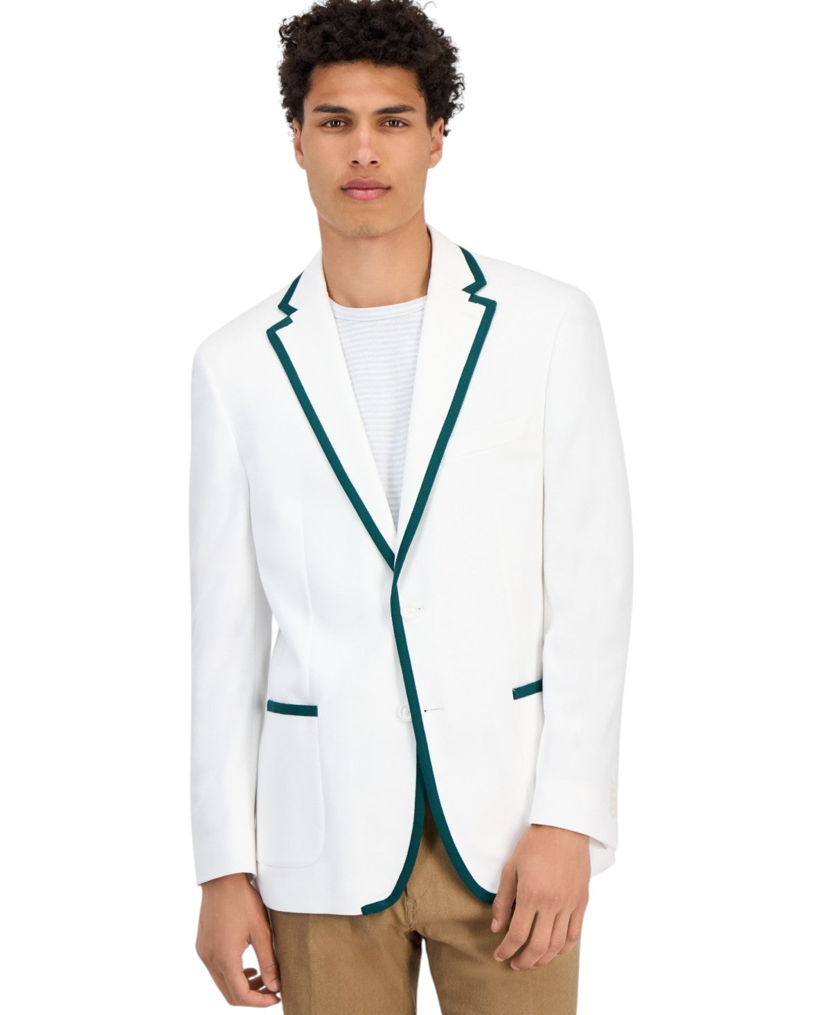 Tommy Hilfiger Mens Modern fit Suit Jacket Blazer 46 S White Green Tipped