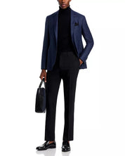 Canali Kei Melange Hopsack Unstructured Regular Fit Sport Coat 44 R Navy Blue