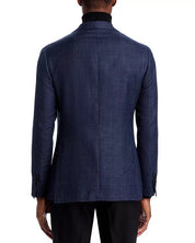 Canali Kei Melange Hopsack Unstructured Regular Fit Sport Coat 44 R Navy Blue