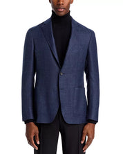 Canali Kei Melange Hopsack Unstructured Regular Fit Sport Coat 44 R Navy Blue