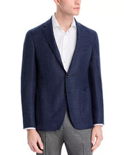 Canali Kei Melange Hopsack Unstructured Regular Fit Sport Coat 44 R Navy Blue
