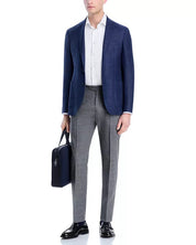 Canali Kei Melange Hopsack Unstructured Regular Fit Sport Coat 44 R Navy Blue
