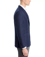 Canali Kei Melange Hopsack Unstructured Regular Fit Sport Coat 44 R Navy Blue