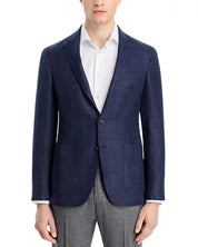 Canali Kei Melange Hopsack Unstructured Regular Fit Sport Coat 44 R Navy Blue
