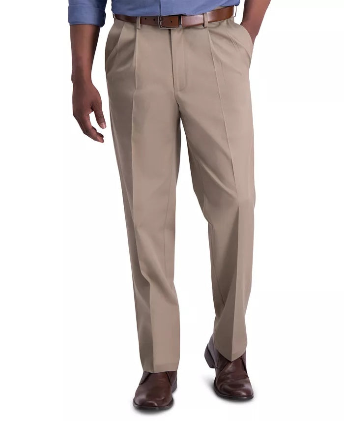 Haggar Mens Classic fit Dress Pants 44 / 29 Medium Khaki Solid