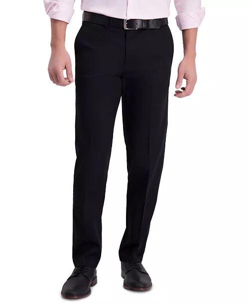 Haggar Mens Straight fit Dress Pants 36 / 32 Black Solid Stretch