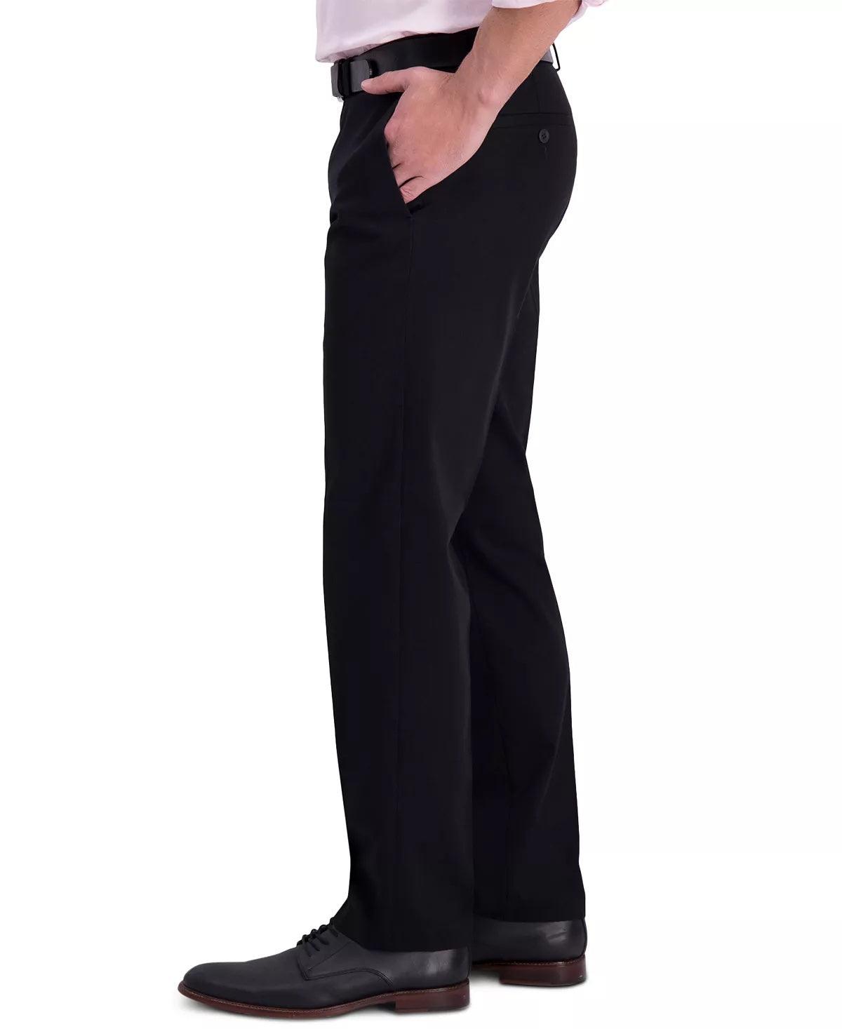 Haggar Mens Slim fit Dress Pants 36 / 32 Black Solid