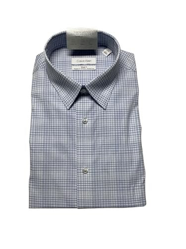 Calvin Klein Mens Slim fit Dress Shirt Medium 15 in 34-35 Blue Check