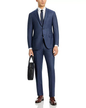 Canali Mens Kei Sharkskin Check Regular Fit 2 Piece Suit 42R / 34W Blue Wool