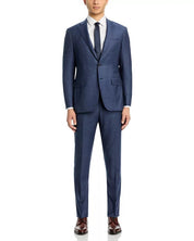 Canali Mens Kei Sharkskin Check Regular Fit 2 Piece Suit 42R / 34W Blue Wool