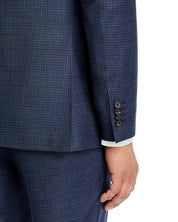 Canali Mens Kei Sharkskin Check Regular Fit 2 Piece Suit 42R / 34W Blue Wool