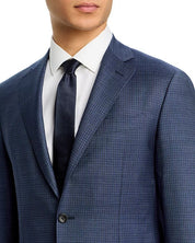 Canali Mens Kei Sharkskin Check Regular Fit 2 Piece Suit 42R / 34W Blue Wool